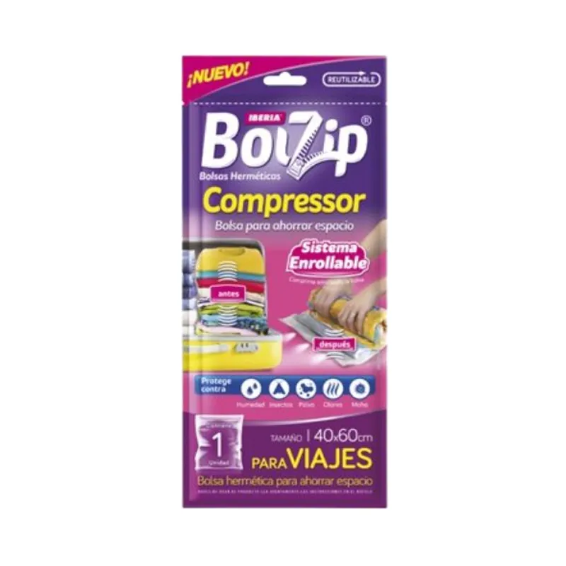 Bolzip Bolsas Compressor 40x60 Para Viaje Ibera - 1 Unidad