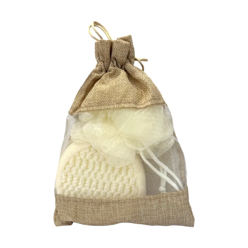 Set de Baño x3 Piezas en Bolsa Arpillera Fuzion