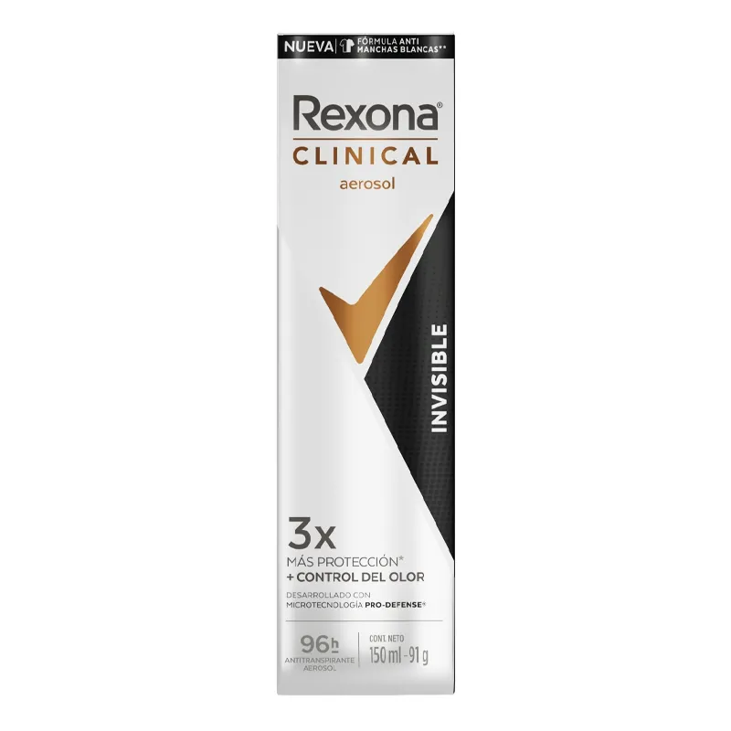 Antitranspirante Aerosol Clinical Invisible Rexona  - 150 mL