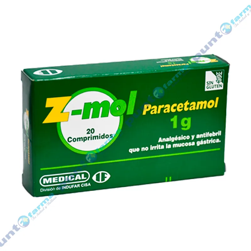 Z-mol 1g Paracetamol - Contiene 20 Comprimidos.