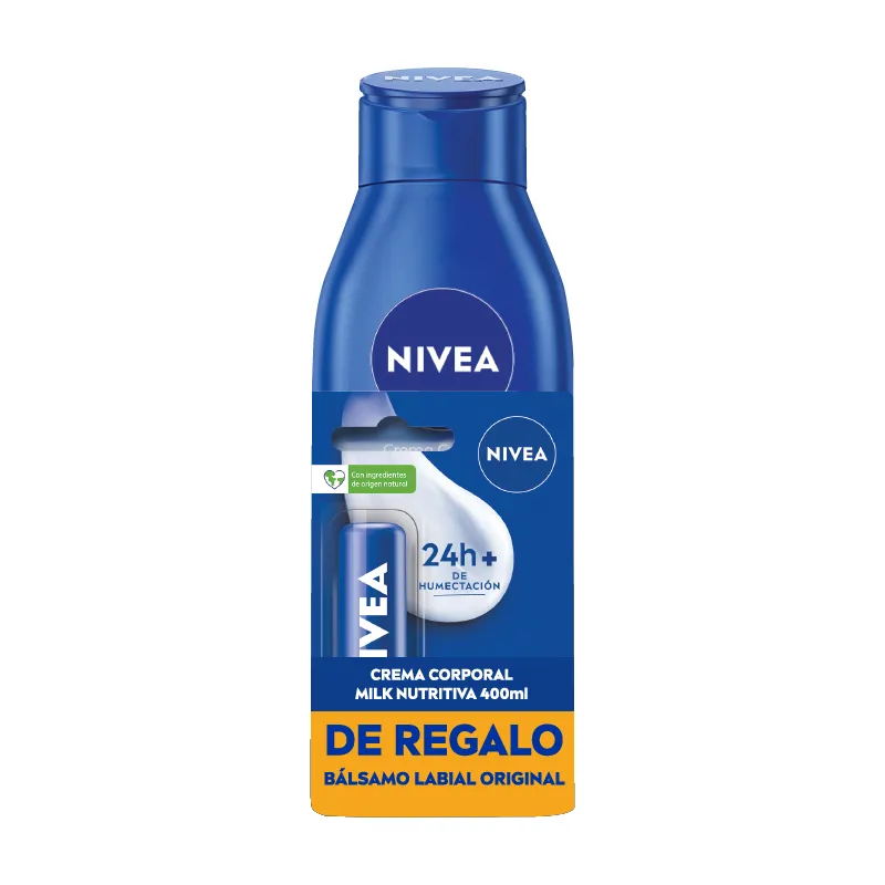 nivea body pack milk nutritiva 400 ml + balsamo original