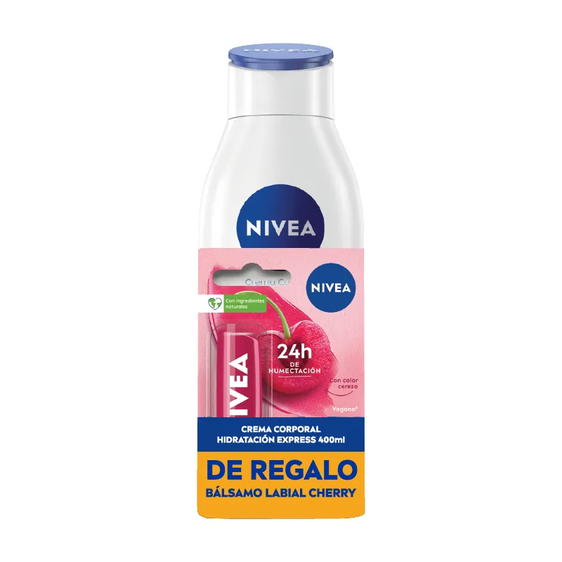 nivea body pack hidratacion express 400 ml + balsamo cherry