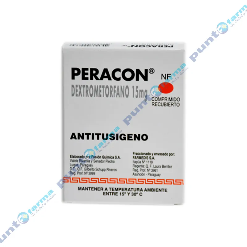 Peracon Nf  Dextrometorfano 15 mg - Caja de 20 Comprimidos Recubiertos