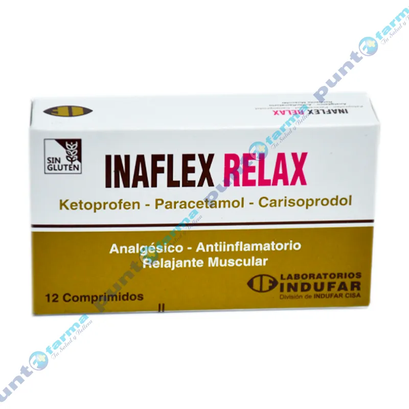 Inaflex Relax Ketoprofen Paracetamol Carisoprodol-  Contiene 12 Comprimidos.