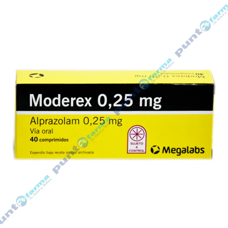 Moderex alprazolam 0 25 mg cont 40 comprimidos punto farma