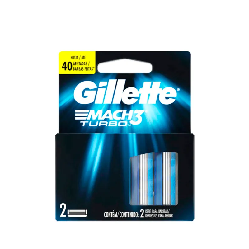 Cartuchos Mach 3 Turbo Gillette - Cont. 2 unidades