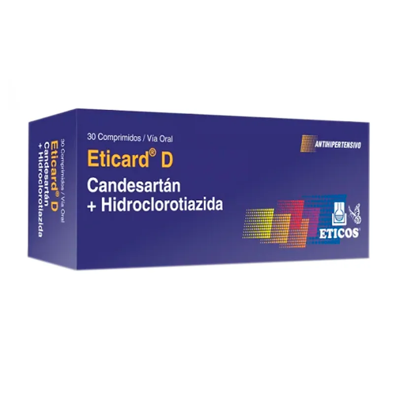 Eticard D Candesartán + Hidroclorotiazida - Caja de 30 Comprimidos