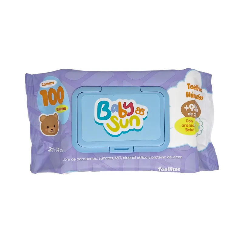 Toallitas Húmedas Aroma Bebe Baby Sun - Cont.100 Unidades  