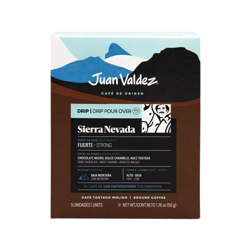Café Drips Sierra Nevada Juan Valdez Cont.paquete de 5 unidades 