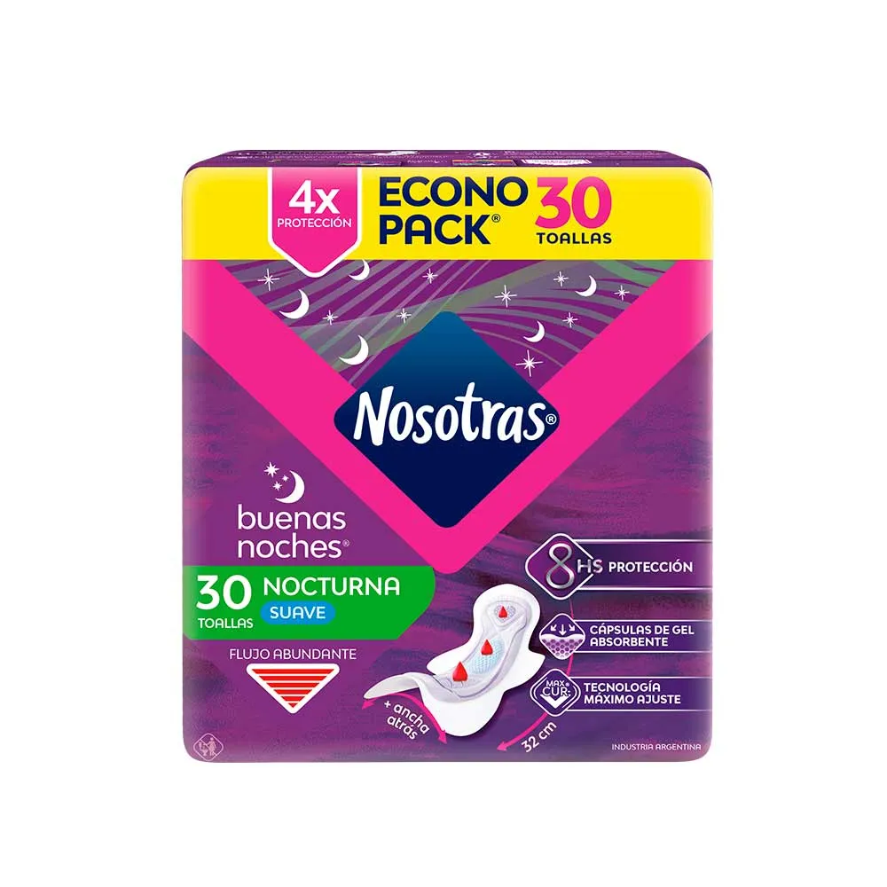 Toallas Nocturnas Buenas Noches Nosotras - Cont.30 Unidades