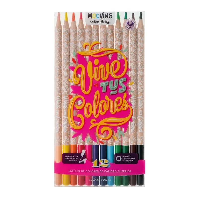 Lapices de 12 Colores Punta 3,3 Premium Mooving