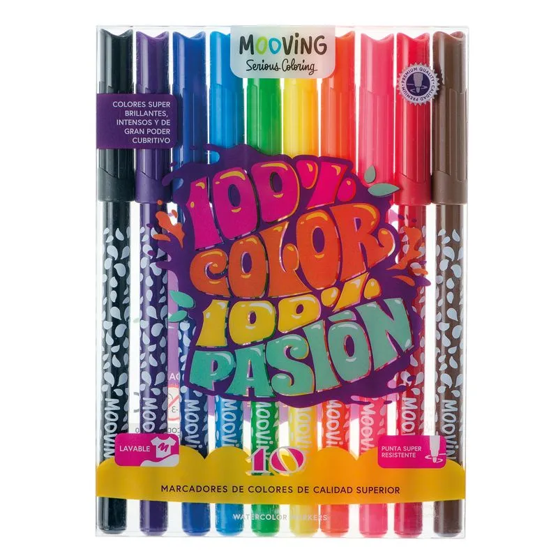 Marcadores de Colores x10 Punta 2,6 mm Mooving