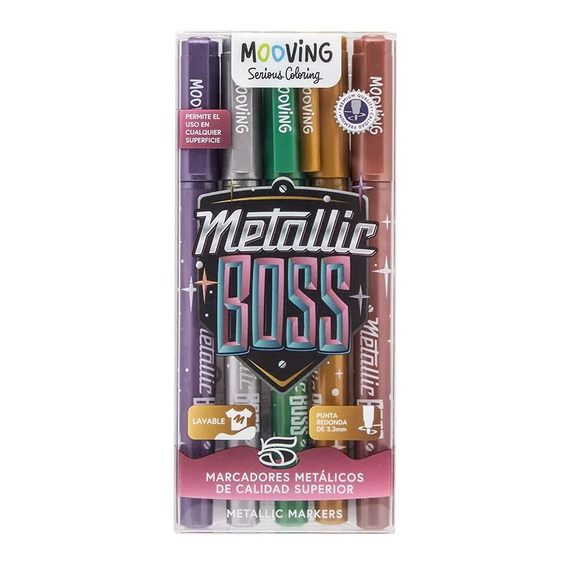 Marcadores Metalicos x5 Punta Redonda 3.3 mm Mooving