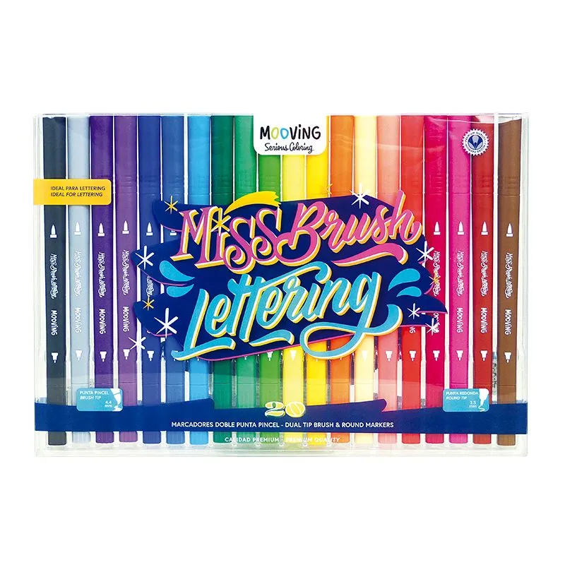 Brush Pen Doble Punta de 20 Colores Mooving