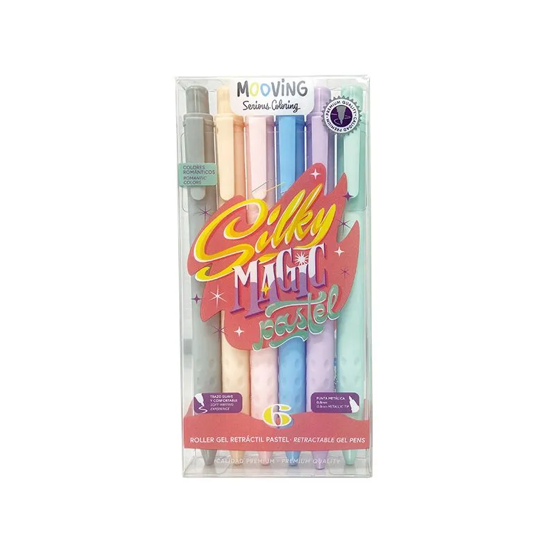 Boligrafo Gel Roller Retractil Pastel 6 Colores Mooving