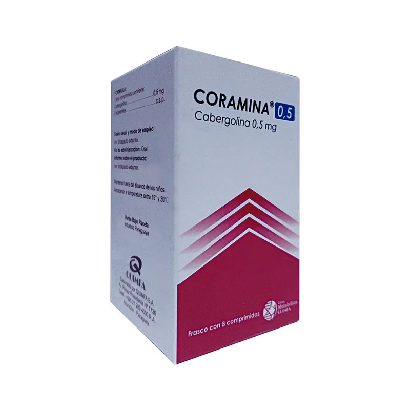Coramina Cabergolina 0,5 mg - Frasco por 8 comp.