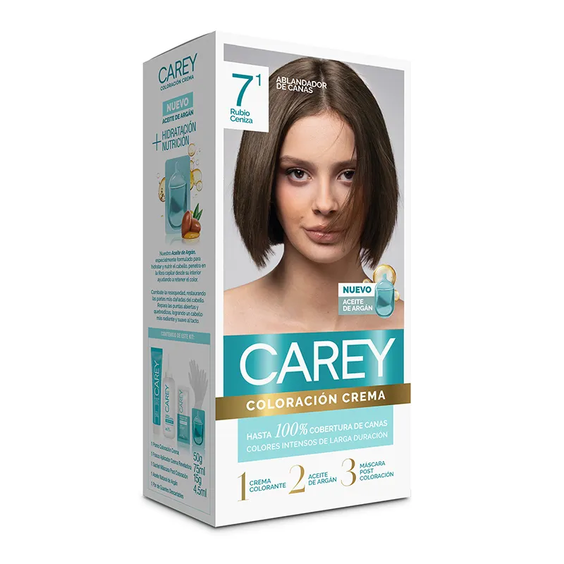coloración crema rubio ceniza nro 7.1 carey