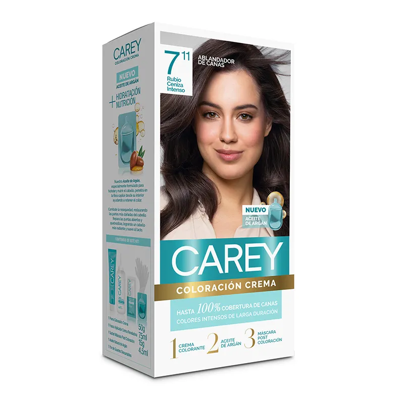 Coloración Crema Rubio Ceniza Intenso Nro 7.11 Carey