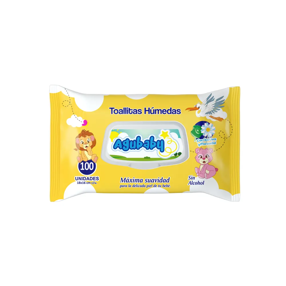 Toallita Húmeda Aloe Vera y Manzanilla Agubaby - Cont 100 unidades