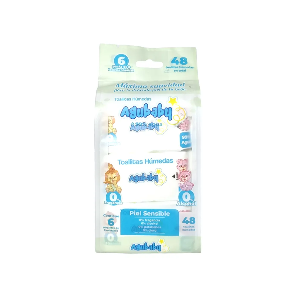 Toallitas Húmedas Piel Sensible Agubaby - Cont.6 Paquetes de 8 Unidades c/u