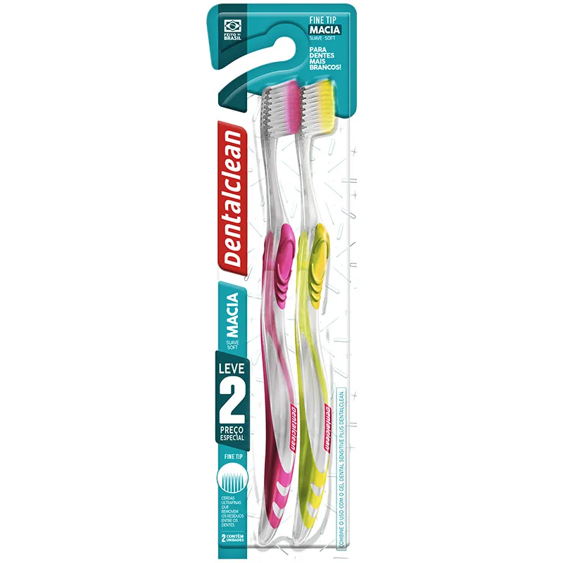 Cepillo Dental Fine Tip Suave Dentalclean - Pack de 2 Unidades