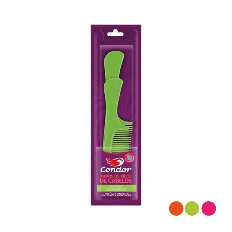 Set de Peine para Desenredar Colores  Variados Condor - Cont. 2 Unidades 
