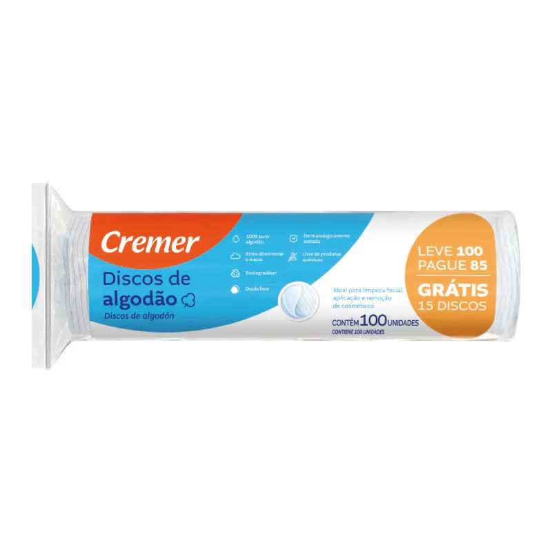 discos de algodon cremer - cont. 100 unidades