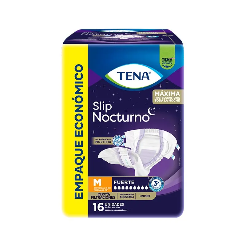 pañal slip nocturno m tena - cont. 16 unidades