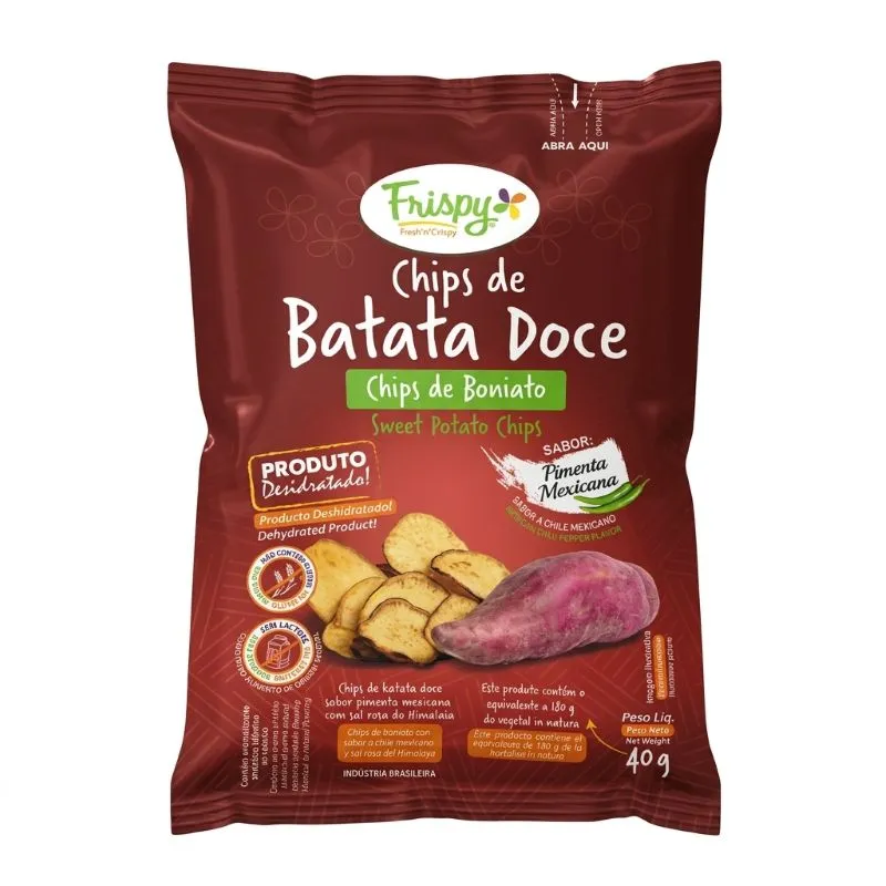Batata Doce Chips sabor Pimienta Mexicana Frispy - Cont. 40 grs.