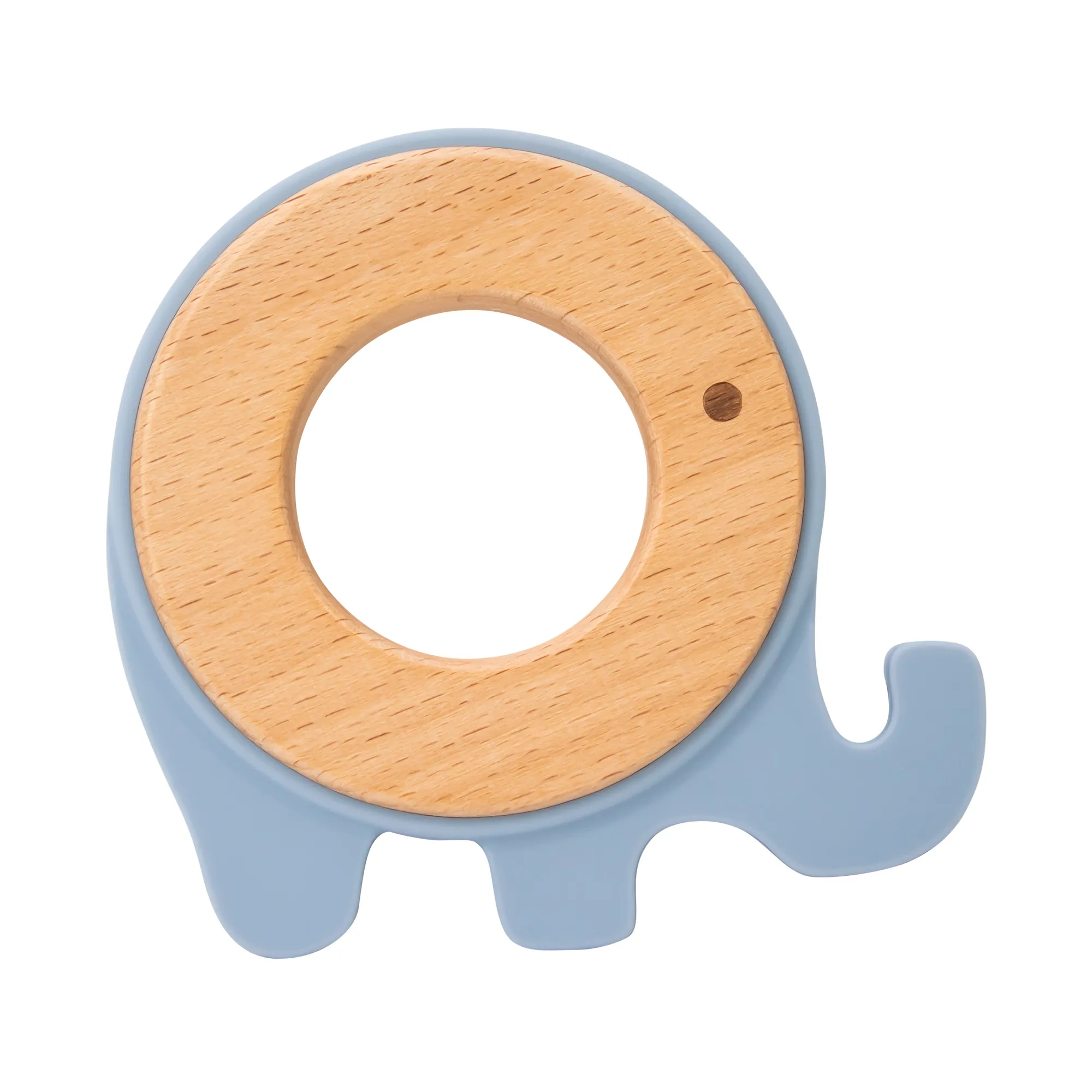 Mordillo de Madera y Silicona Elefante Azul Clingo