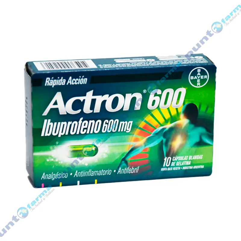 Actron Ibuprofeno 600 mg de Rápida Acción - Caja de 10 cápsulas blandas.