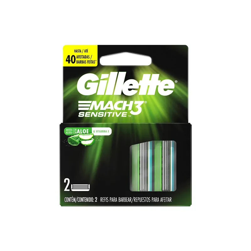 Repuesto para Máquina de Afeitar Mach3 Sensitive Gillette - Cont. 2 unidades