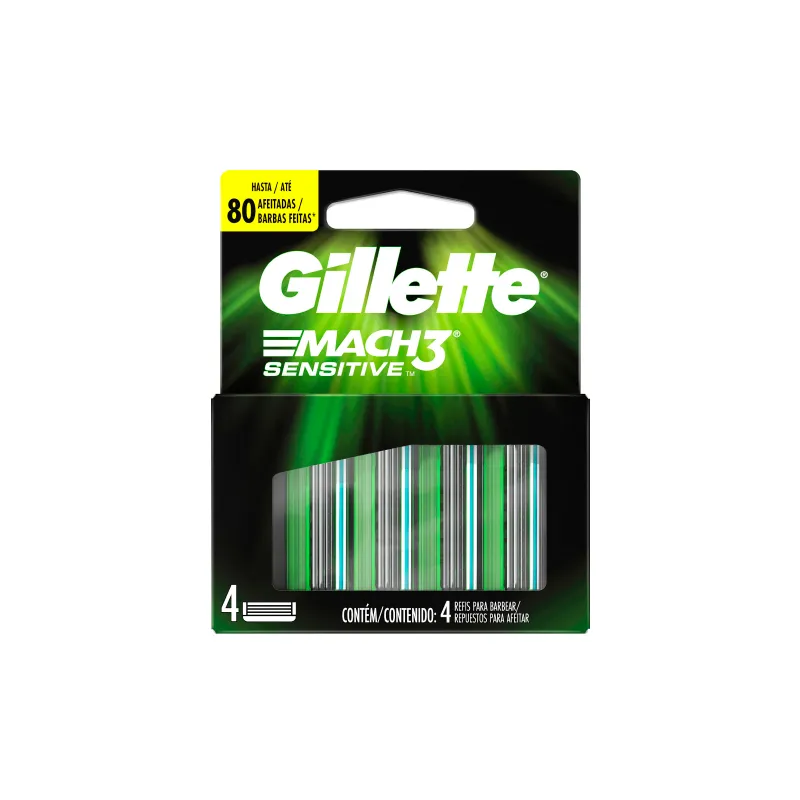 Cartuchos de repuesto Mach 3 Sensitive Gillette  - Cont 4 cartuchos