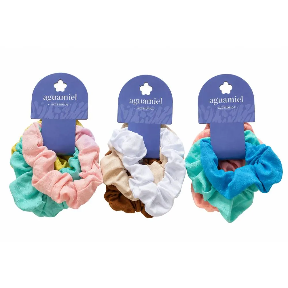 set de scrunchies para el cabello colores varios aguamiel - cont. 3 unidades