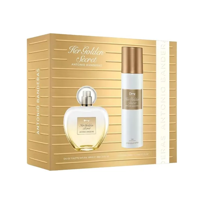 set her golden secret edt 80 ml + deo 150 ml antonio banderas