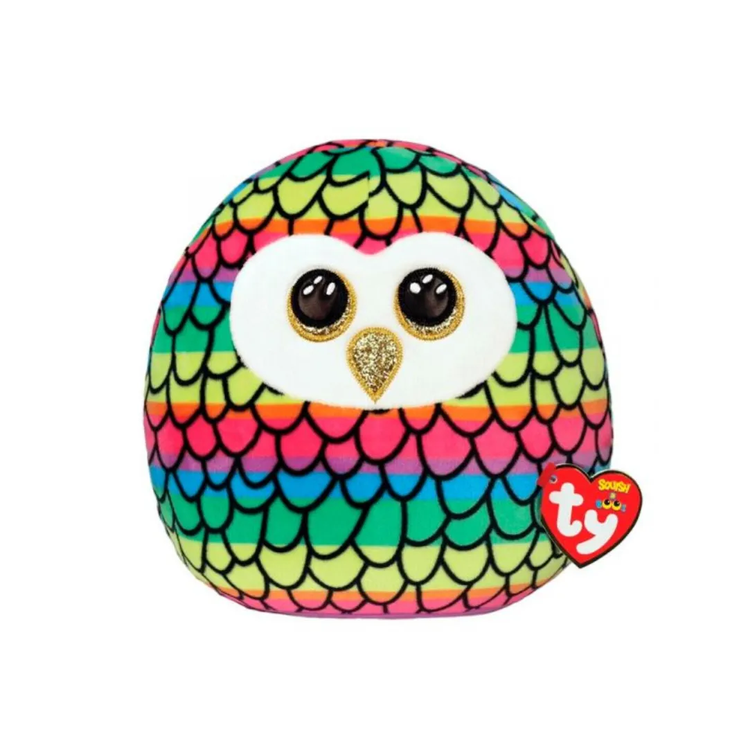 Peluche Squish Boos Owen Búho Arcoíris TY