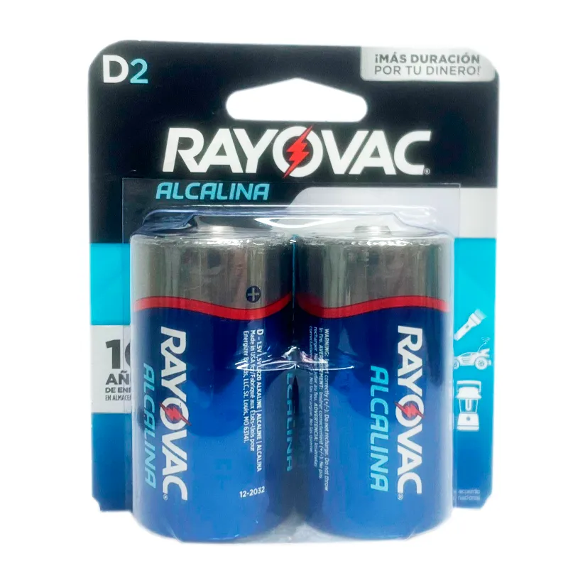 Pila Rayovac Alcalina D2 - Cont. 2 Unidades
