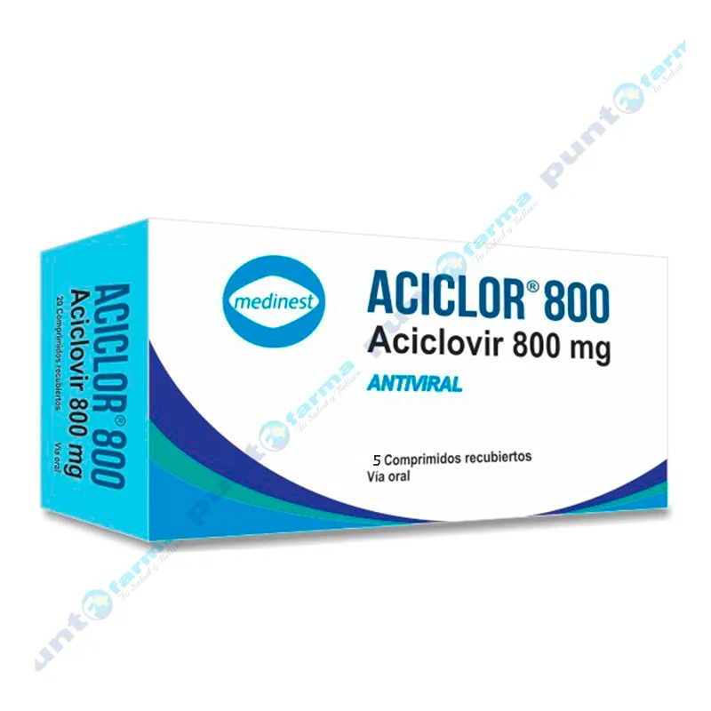 Aciclor 800mg - Caja de 5 comprimidos