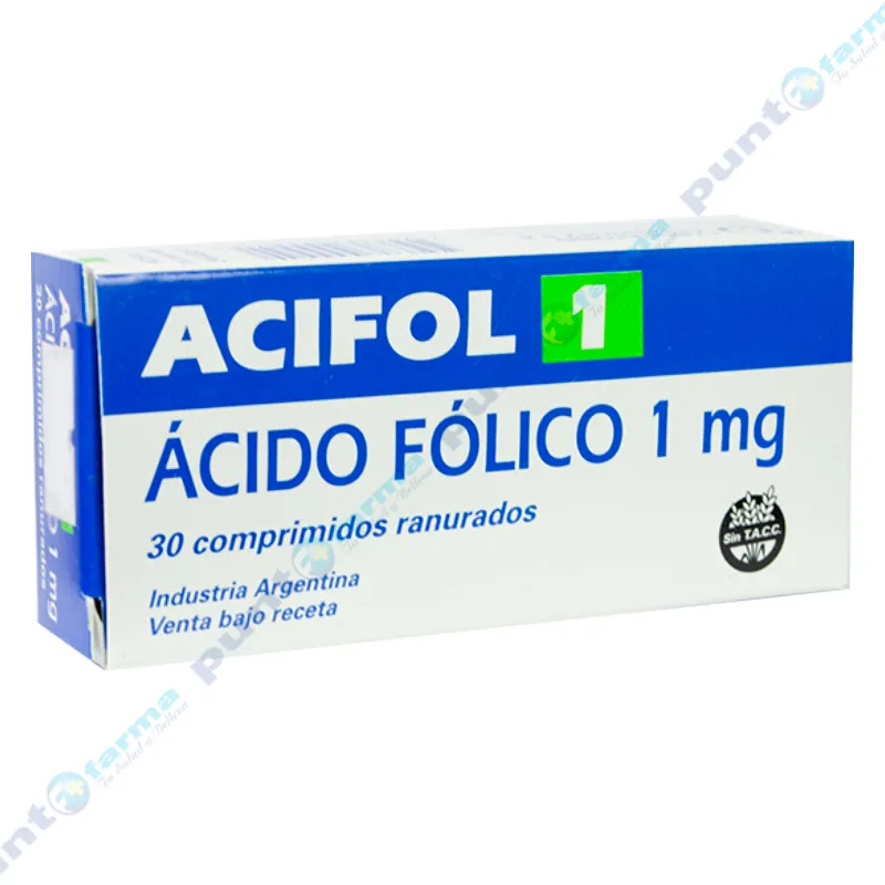 Acifol 1 Ácido Fólico 1 mg -  Caja de 30 comprimidos ranurados