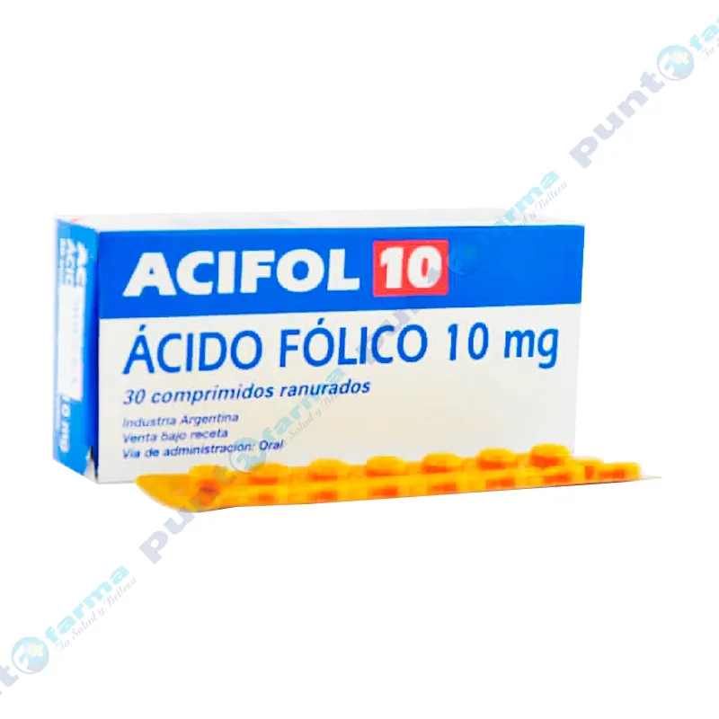 Acifol 10 Ácido Fólico 10 mg - Caja de 30 comprimidos ranurados