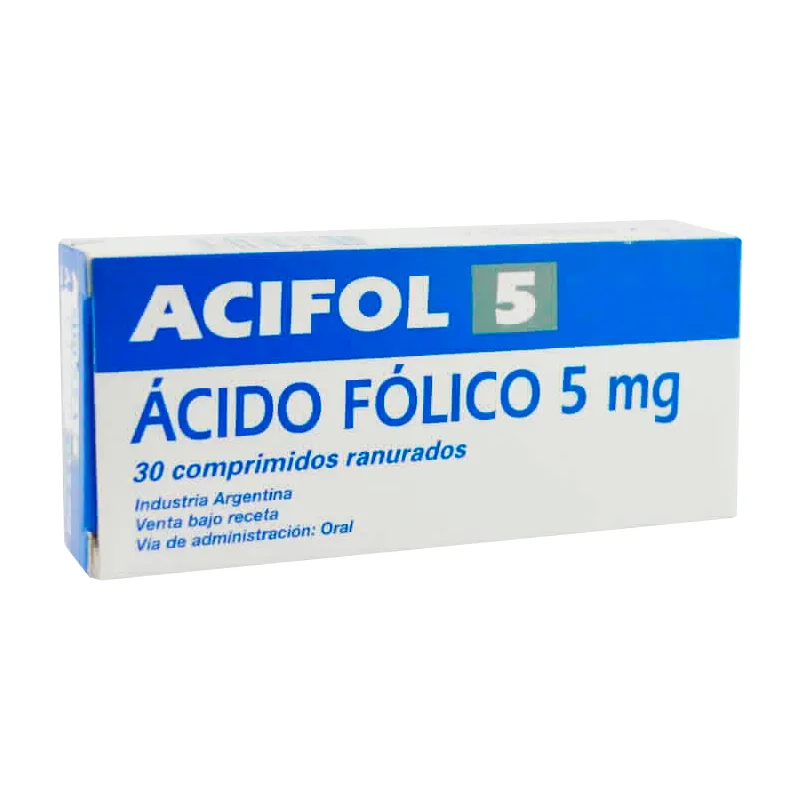 Acifol 5 Ácido Fólico - Caja de 30 comprimidos ranurados