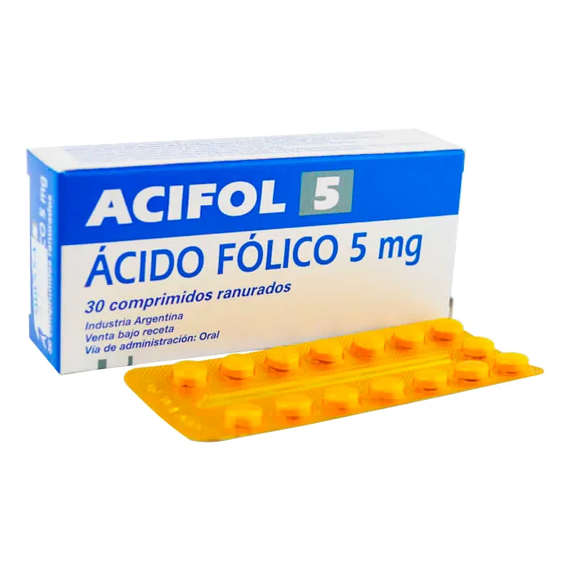 Acifol 5 Ácido Fólico - Caja de 30 comprimidos ranurados