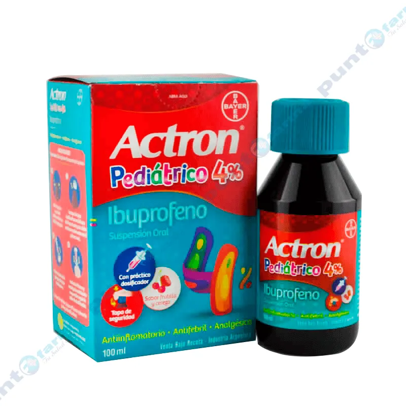 Actron Pediátrico 4 Ibuprofeno Suspensión Frasco de 100 mL. Punto