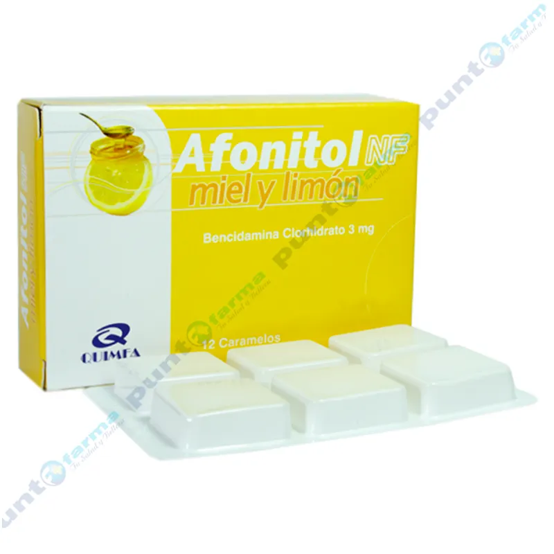 Afonitol NF Miel y Limón Bencidamina - Caja de 12 caramelos