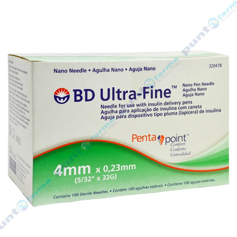 Aguja de Insulina Lantus BD UltraFine - 4mm x 0.23mm