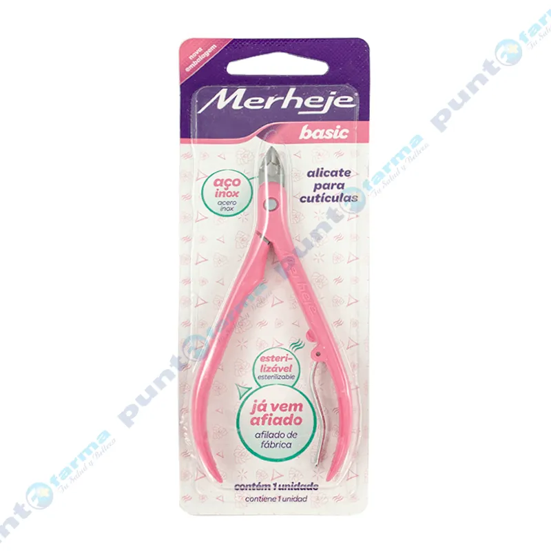 Alicate para Cuticulas Basic Merheje - Rosa 1 Unidad