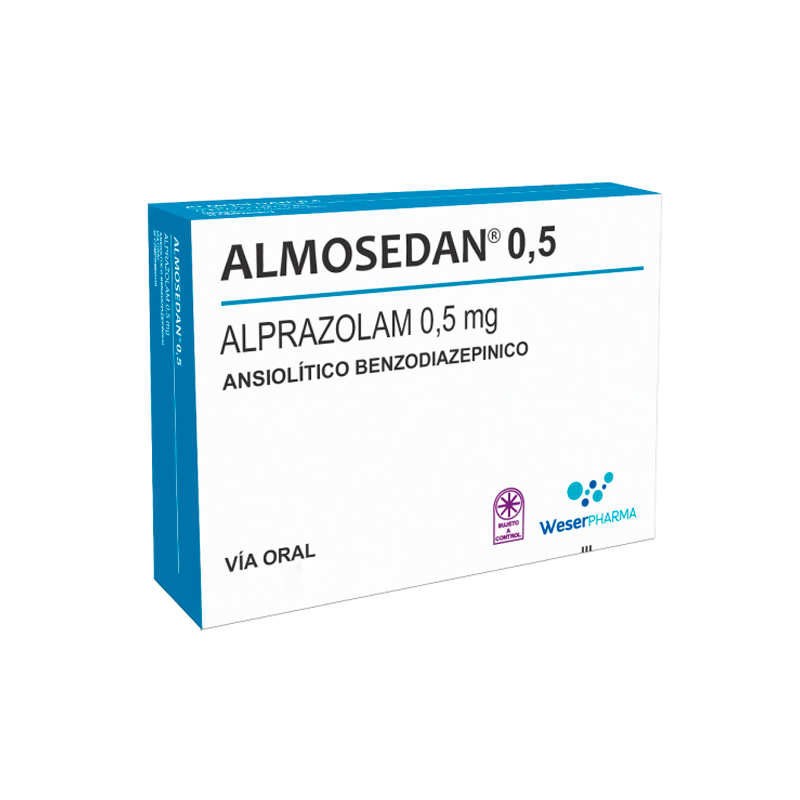 Almosedan 0 5 mg alprazolam 0 5 mg cont 30 comprimidos punto farma
