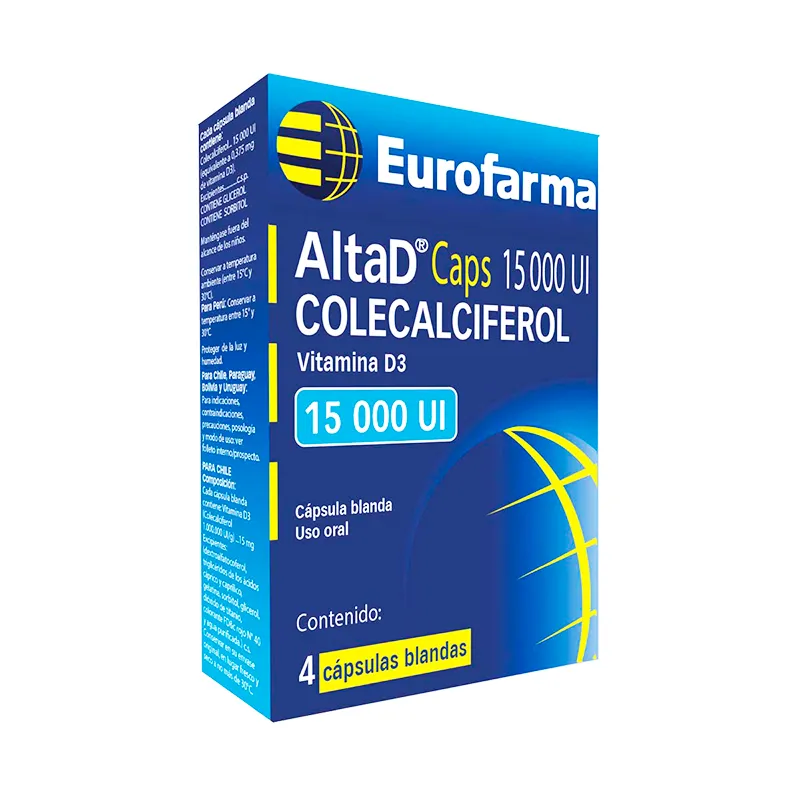 AltaD Caps 15000 UI Colecalciferol - Cont. 4 Cápsulas Blandas