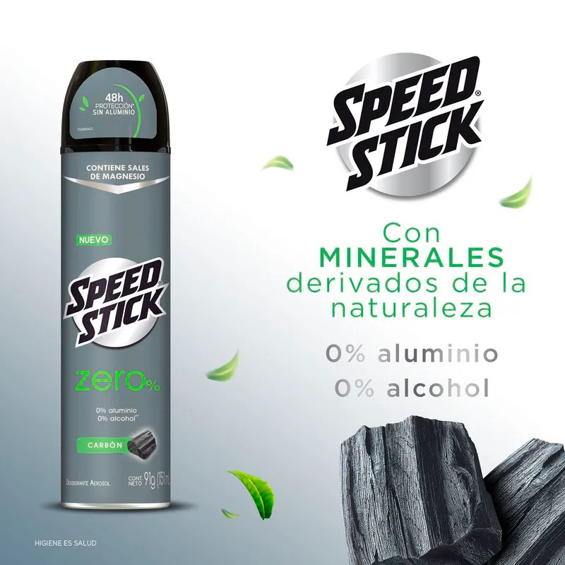 Antitranspirante Aerosol Zero Carbón Speed Stick - 151 mL
