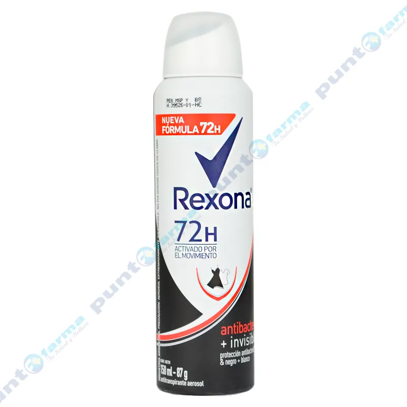 Antitranspirante Antibacterial + Invisible Rexona - Cont.150 mL